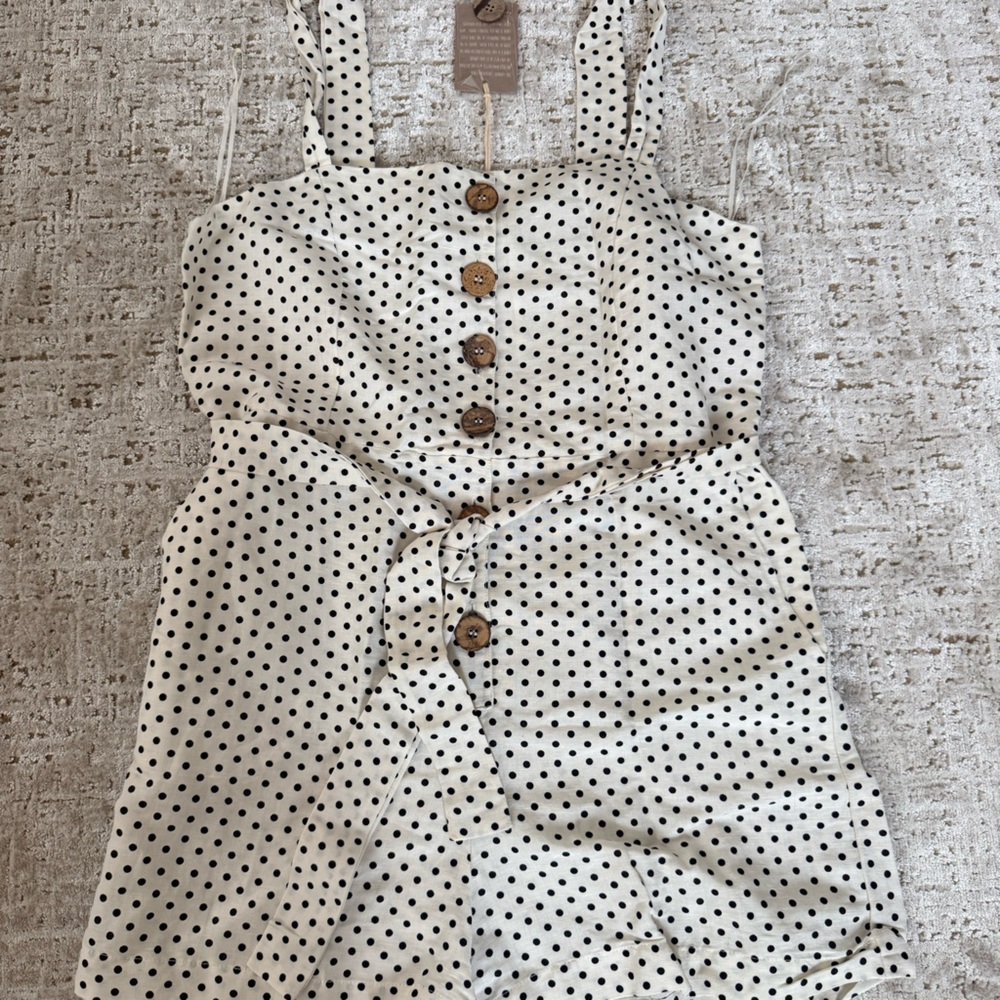 Mango Black and White Polka Dot Jumpsuit